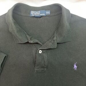Polo Ralph Lauren Men's XXL Black Cotton Polo Purple Pony Embroidered Shirt